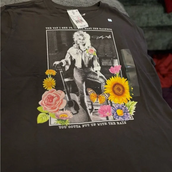 Crazy 8 Black Graphic Tee with Floral Design - Picture 1 of 3